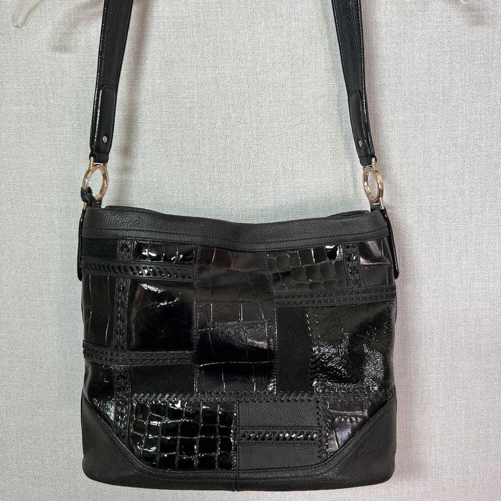Brighton Black Patchwork Shoulder Bag - image 1